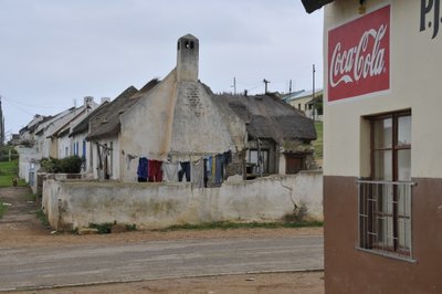 Garden route village with colorful clothes drying